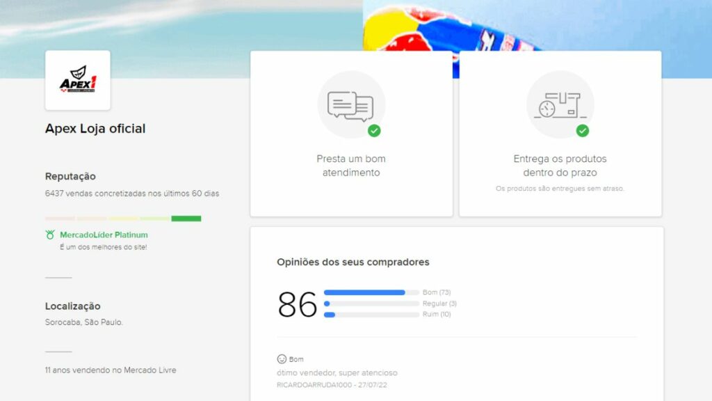 RS1 é confiável? Print do Mercado Livre