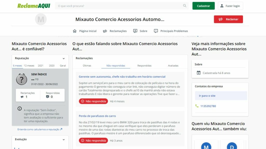 Print do Reclame Aqui