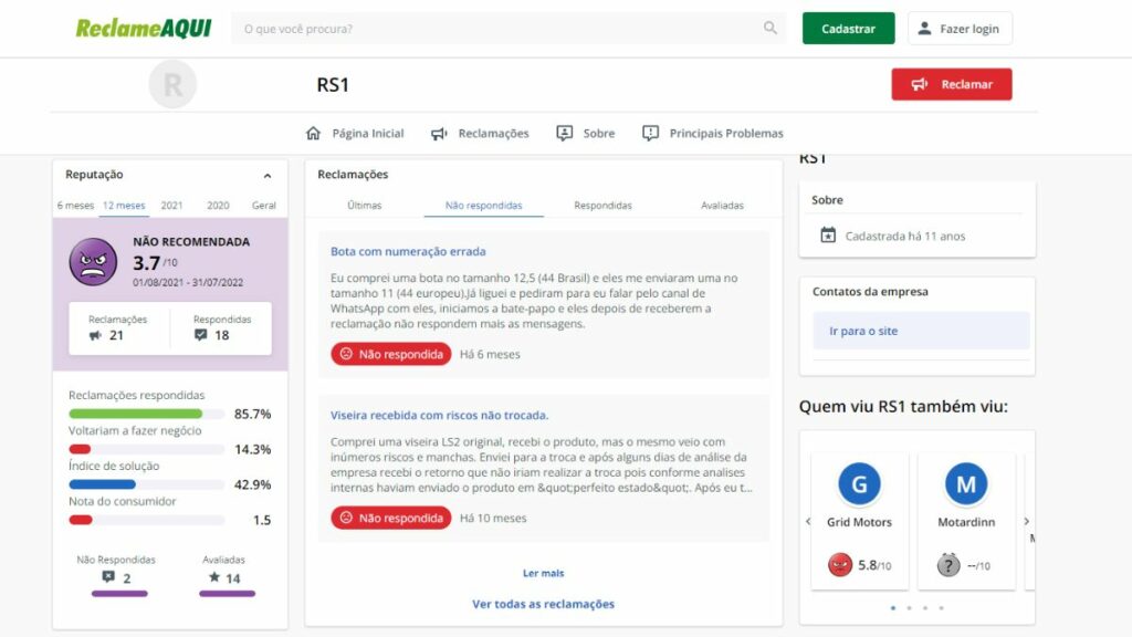 Print do Reclame Aqui