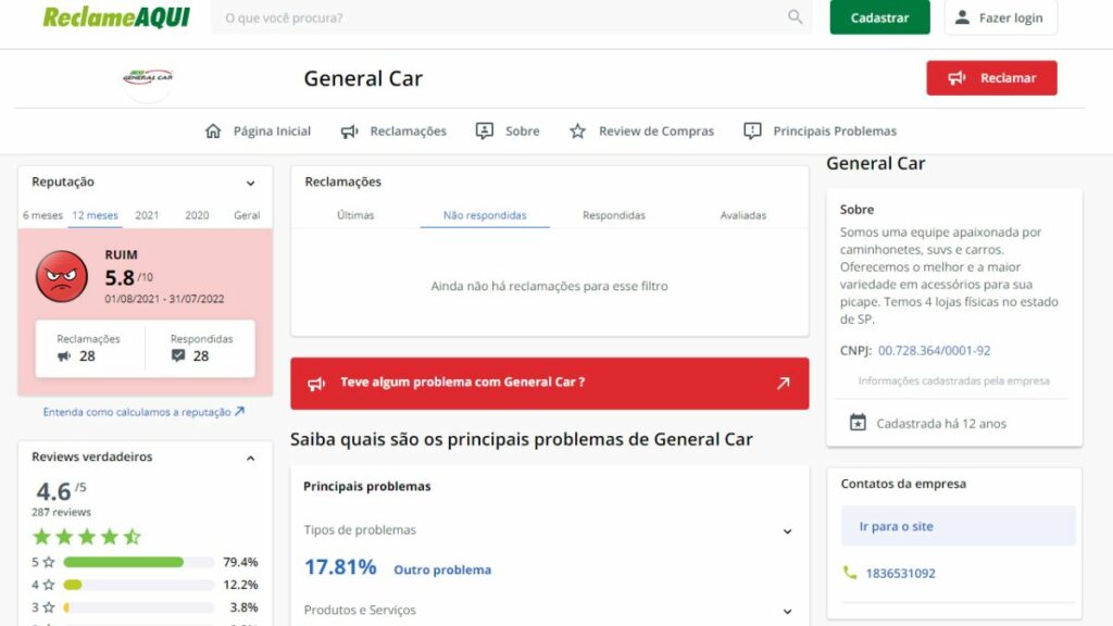 Print do Reclame Aqui 