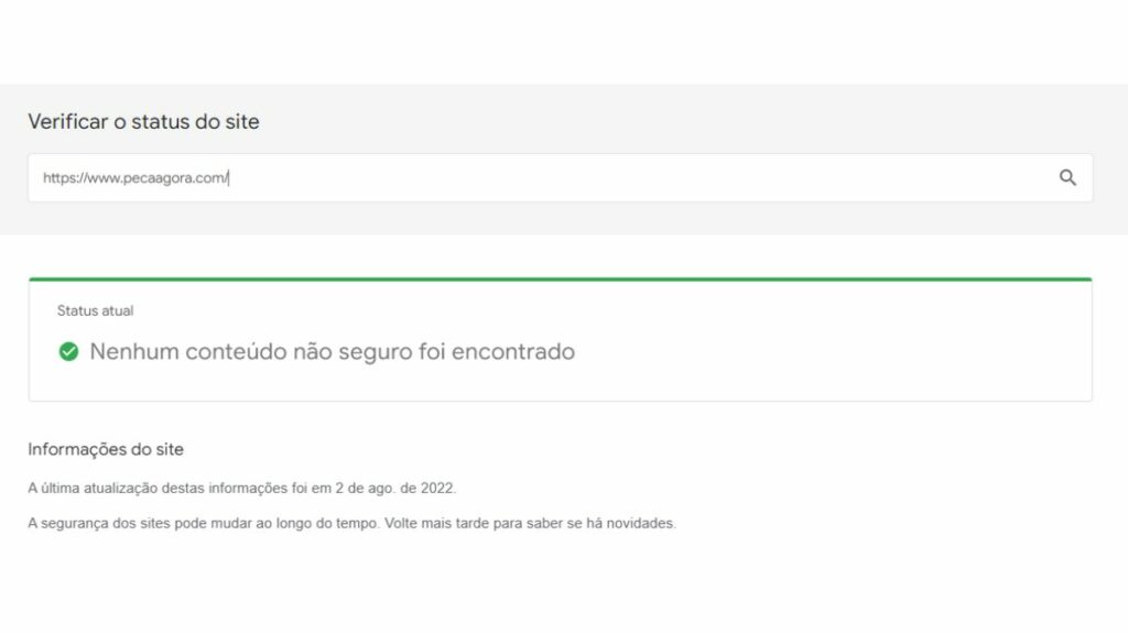Navegação Status Google
