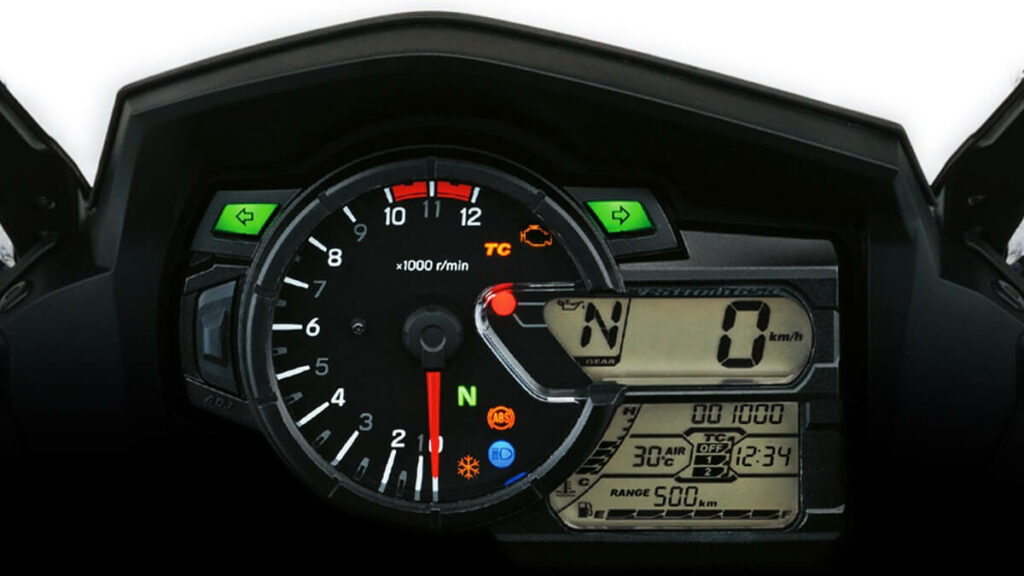 Painel digital da V-Strom 650 2023.