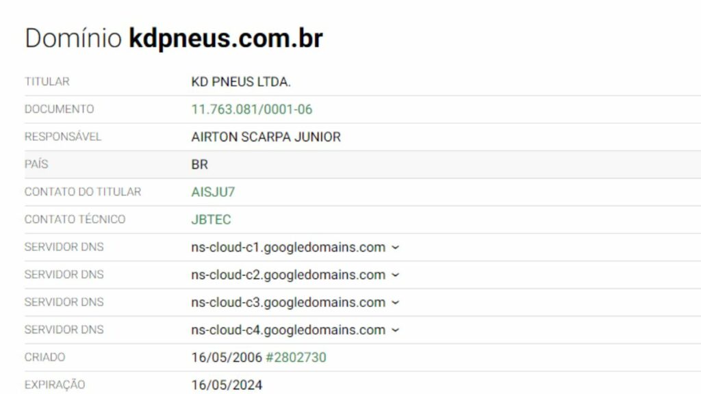 Print do site Whois