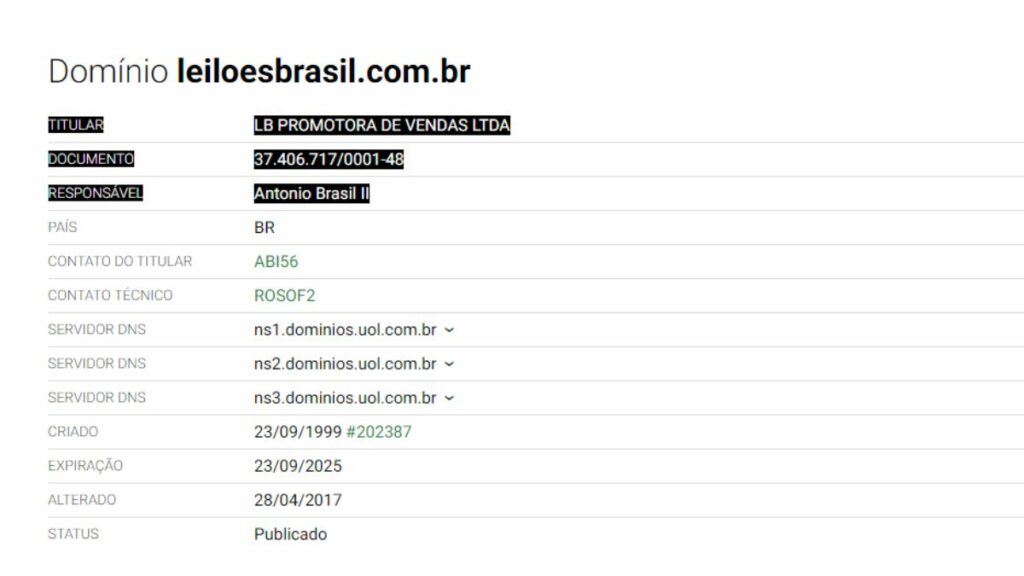 Print do site Whois