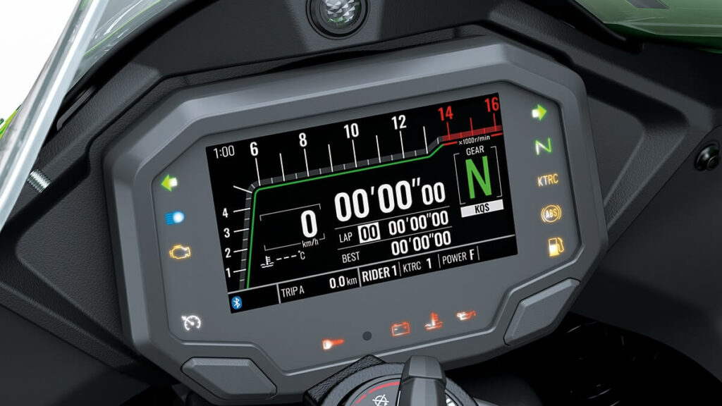 Painel TFT da ZX-10R 2023.