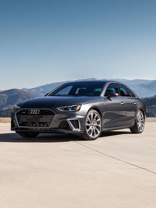 Audi A4 pintado com a cor Cinza Daytona, de frente.