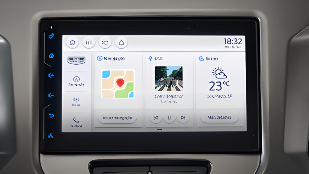 Painel multimidia do Troller T4.