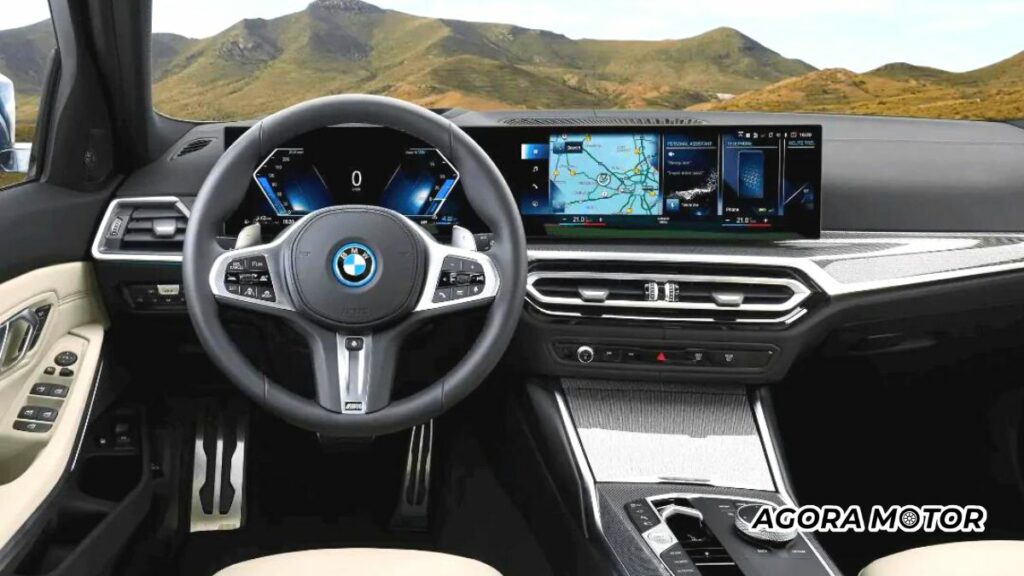 Interior tecnológico da 330e.