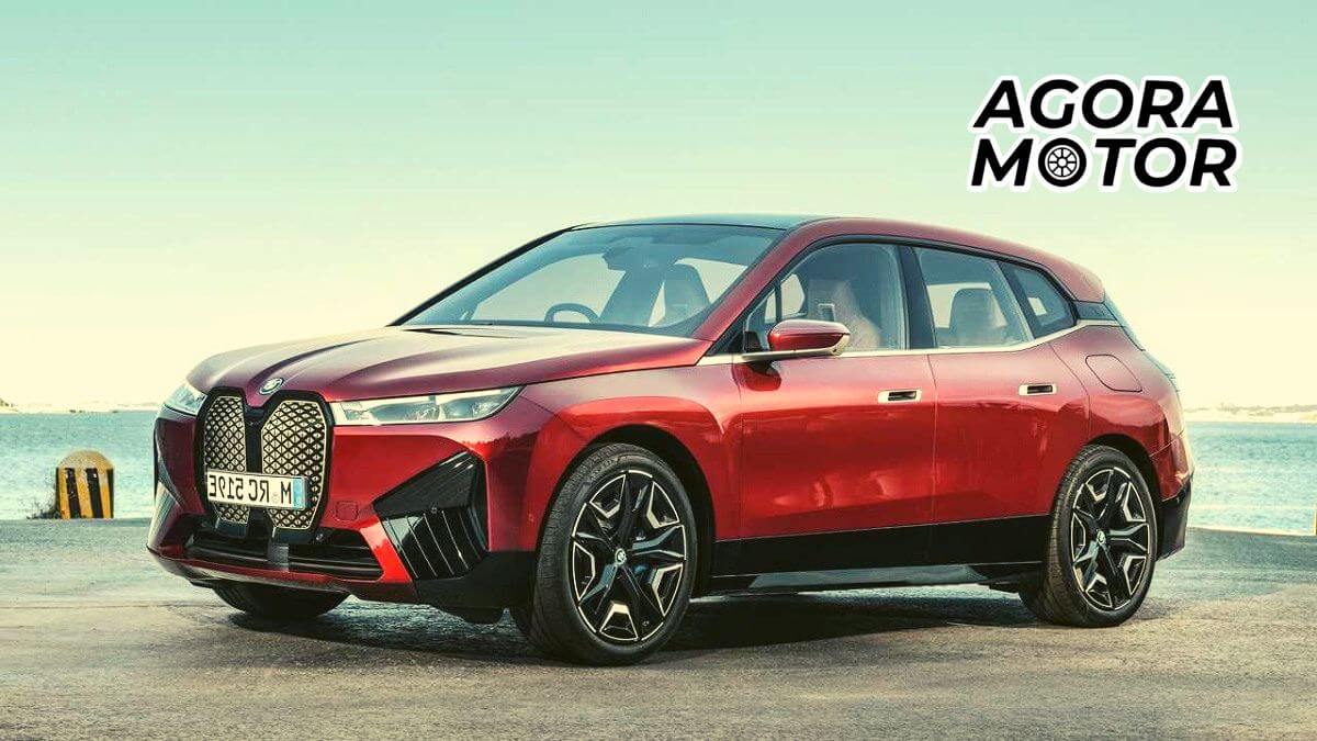 Foto de uma BMW IX 40 vermelha