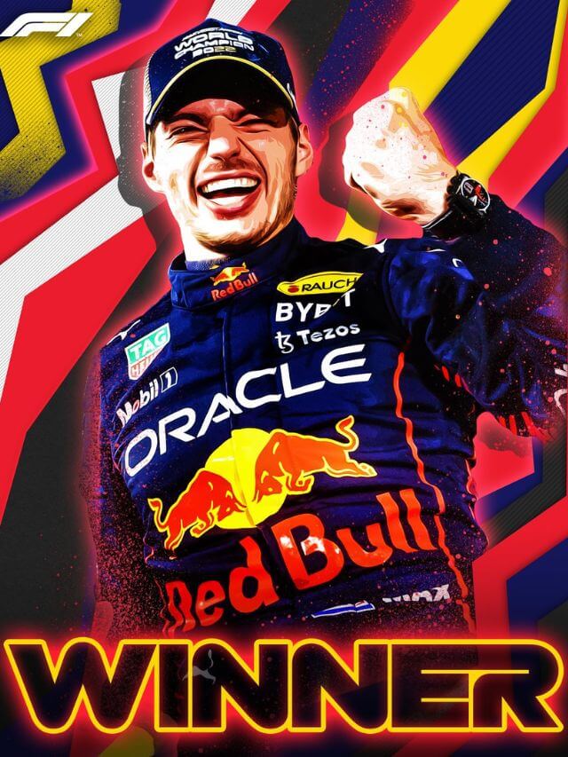 Foto de Max Verstappen comemorando