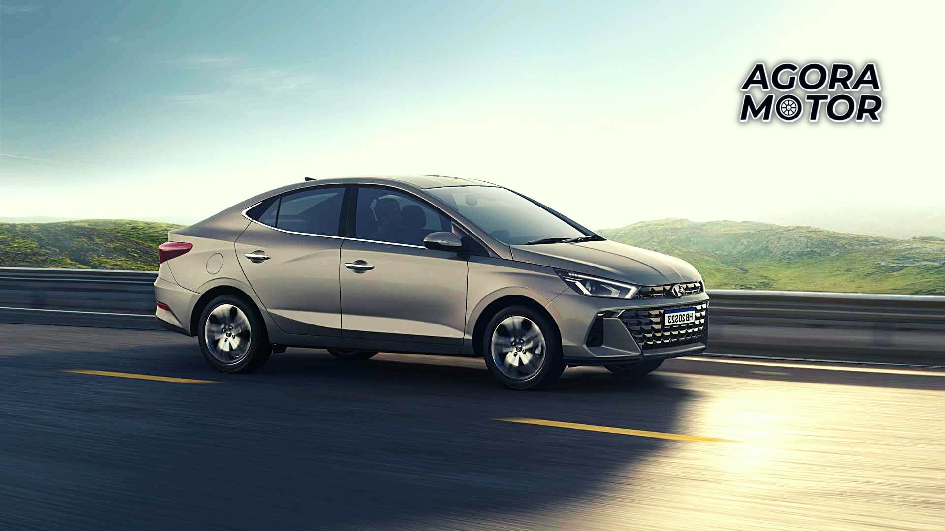 Foto frontal de um Hyundai HB20 S 2023
