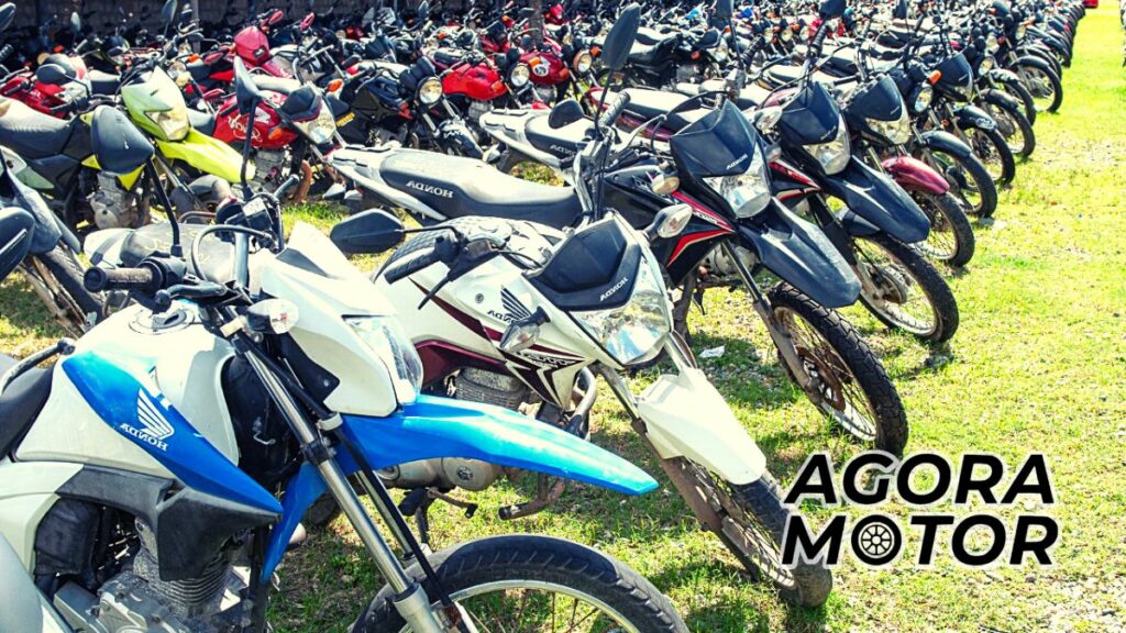 Foto de diversas motos em um gramado
