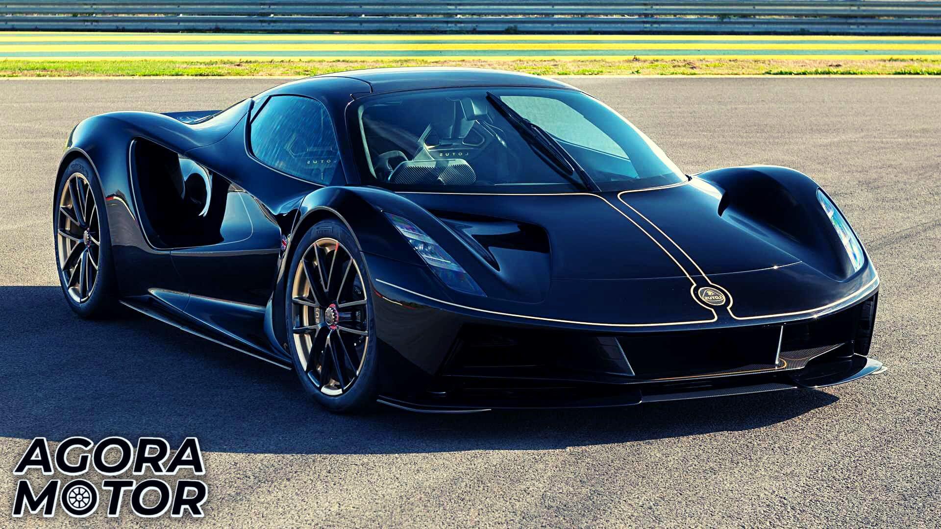 Foto frontal de um Lotus Evija Fittipaldi