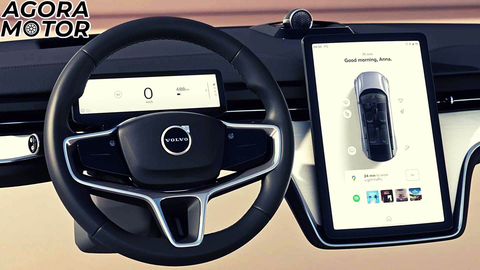 Foto das novas telas do Volvo EX90 2023