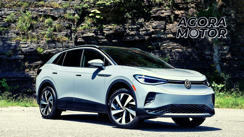 Foto lateral frontal de um Volkswagen ID.4 2023