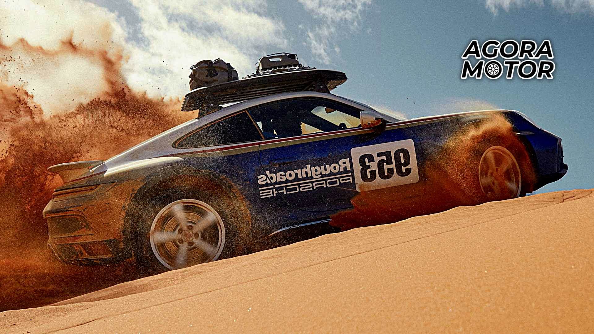 Foto de um 911 Dakar andando na areia