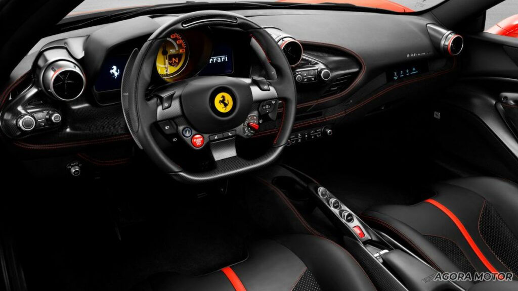 Painel interno da Ferrari F8 2023.