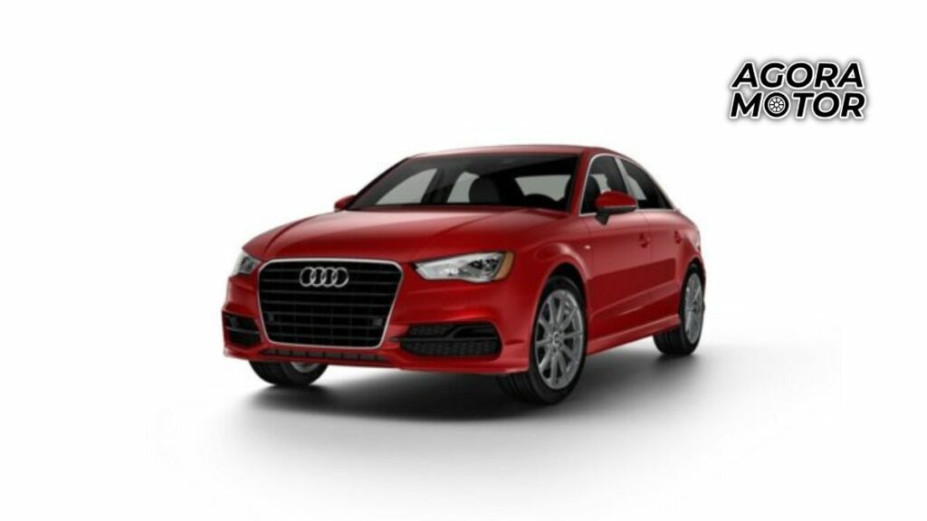 Foto frontal de um Audi A3 Sedan vermelho