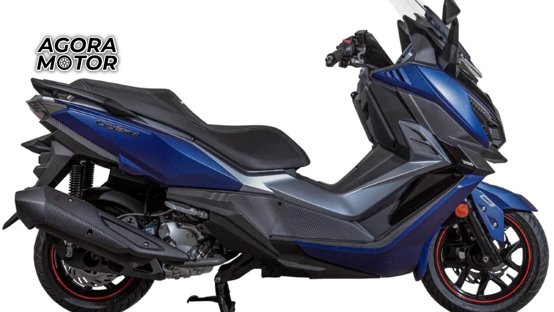 Foto lateral de uma Dafra Cruisym 300 2023. Uma das motos da Dafra em 2023.