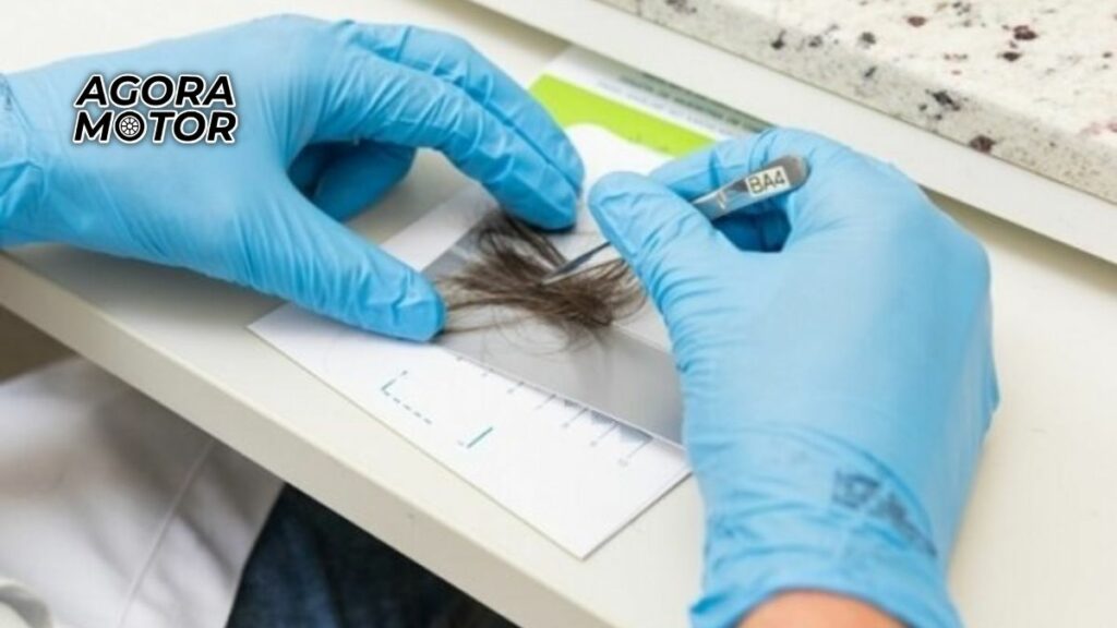 Foto com a coleta de cabelo para o Exame Toxicológico Detran 2022