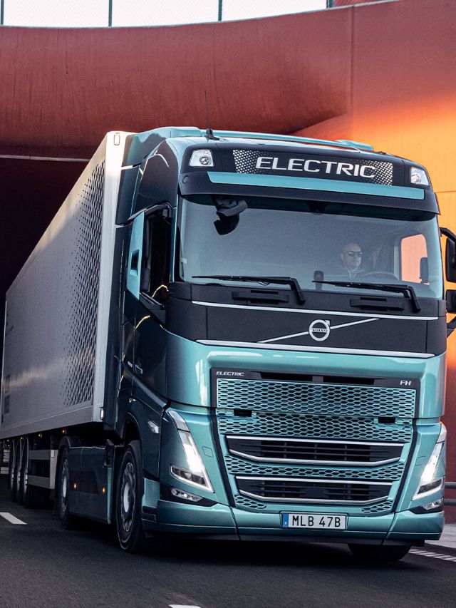 Foto de um cmainhão eletrico da Volvo