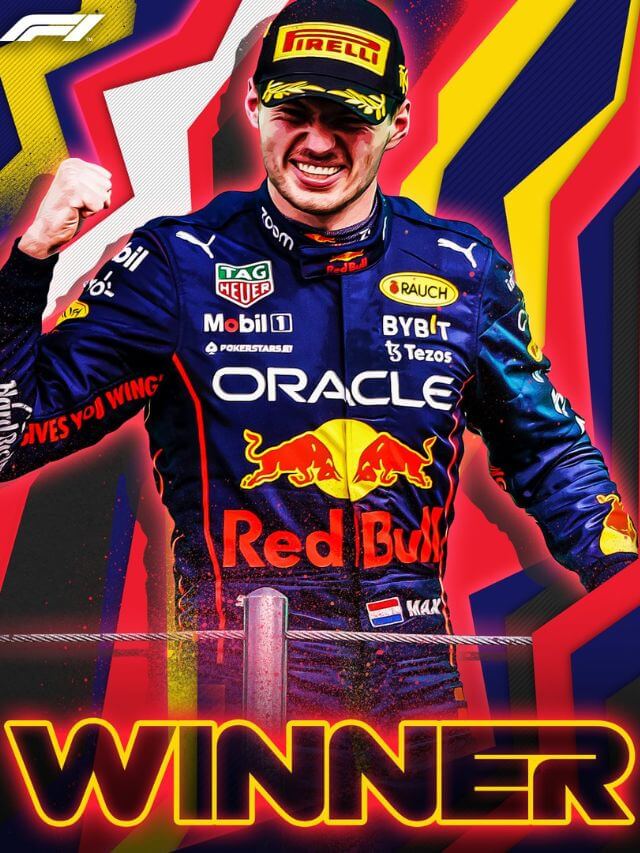 Foto de Verstappen em um banner