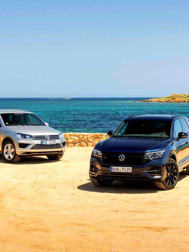 Foto de um VW Touareg na praia