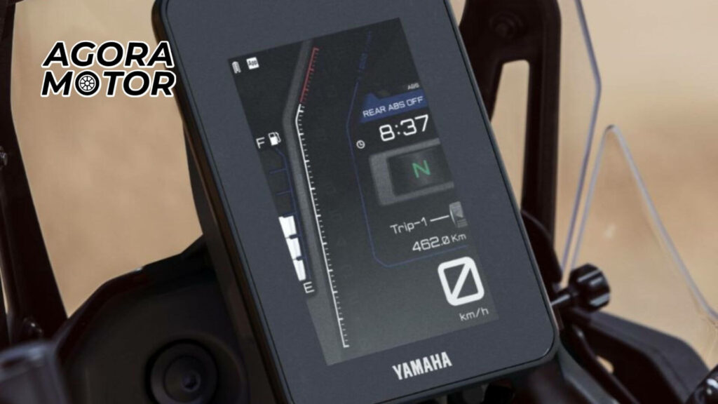 Foto do painel TFT da Yamaha Ténéré