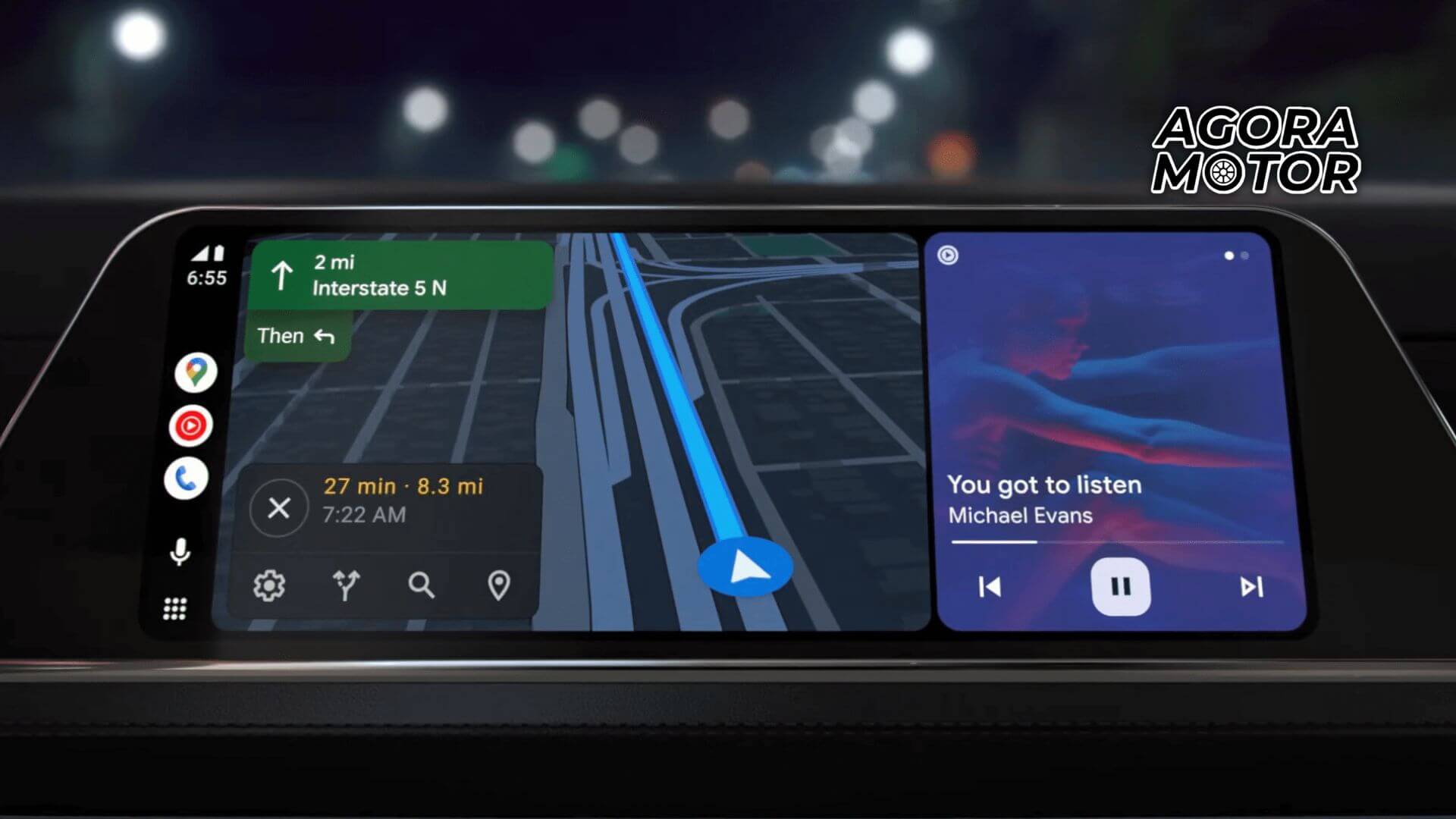 Foto da tela do Android Auto