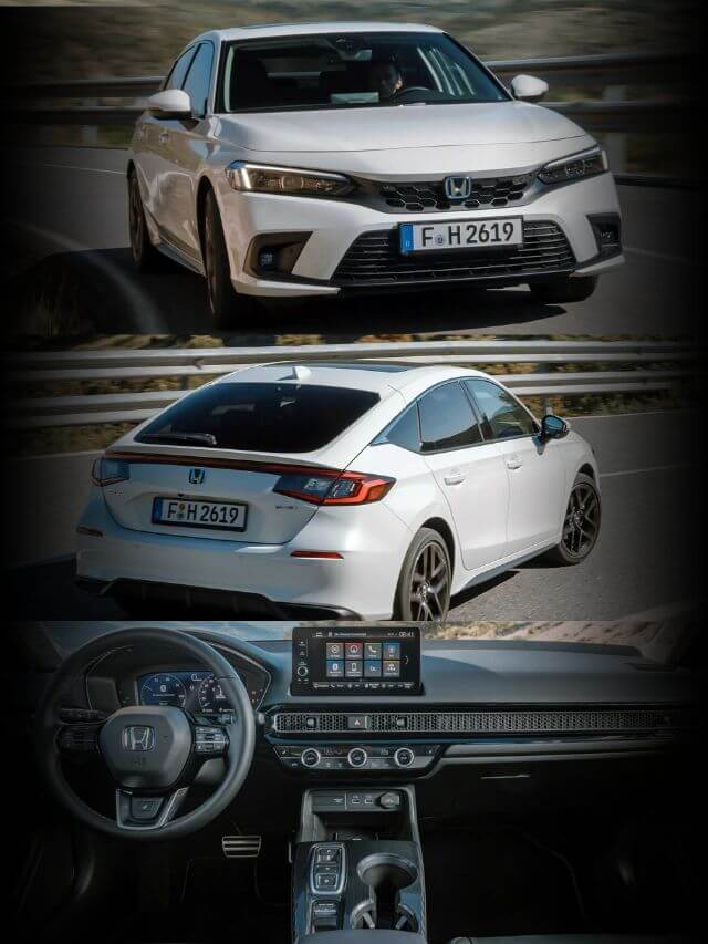 Civic Hybrid, foto da dianteira, traseira e interior do carro