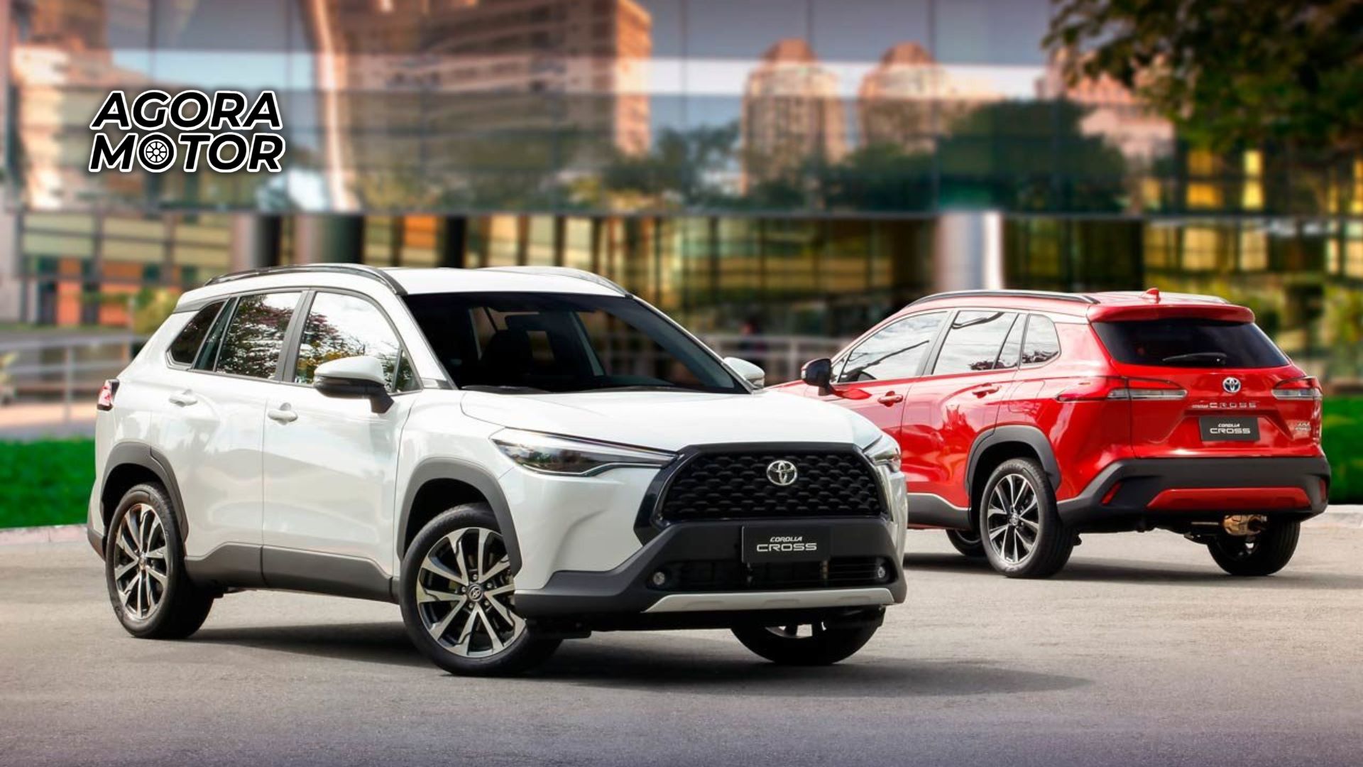 Foto de dois Corolla Cross Eletrificados