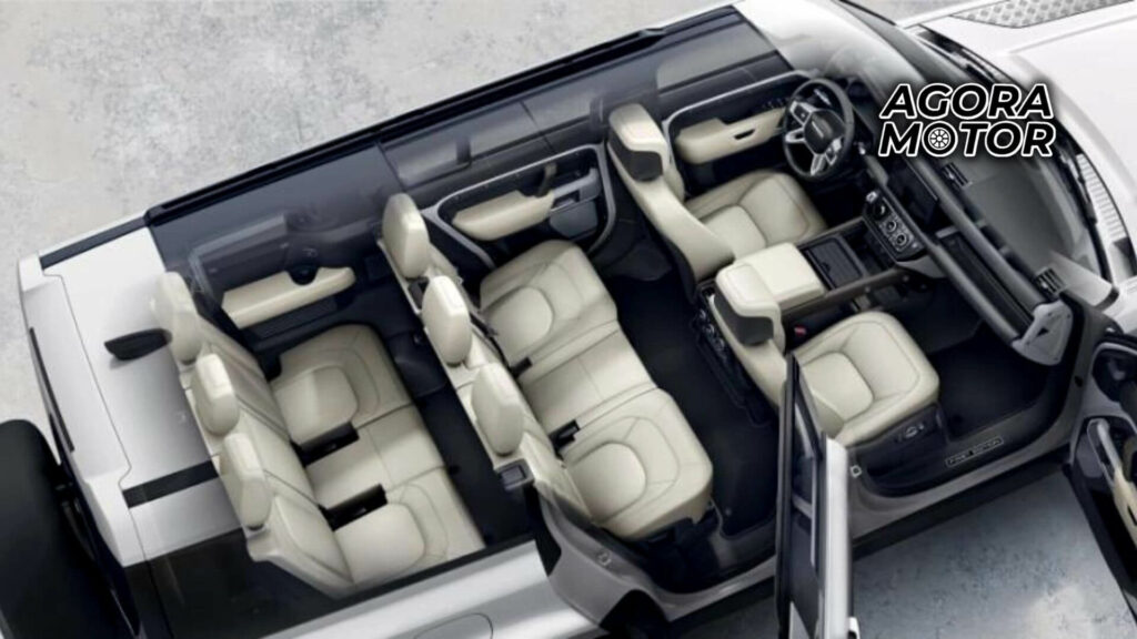 Foto do interior de uma Land Rover Defender