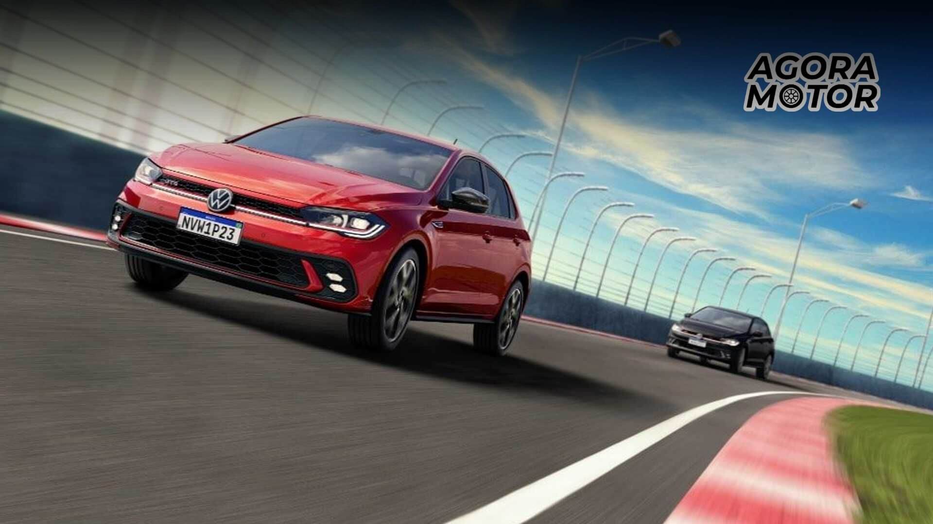 Foto frontal de um VW Polo GTS 2023