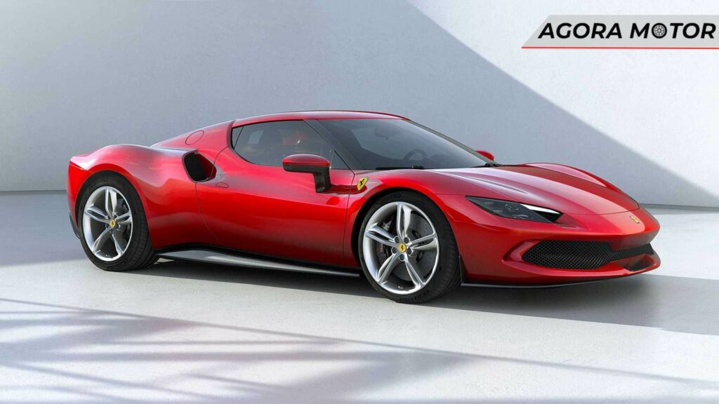 Foto de uma Ferrari 296 GTB, um dos modelos elétrico da Ferrari, só que híbrido. 