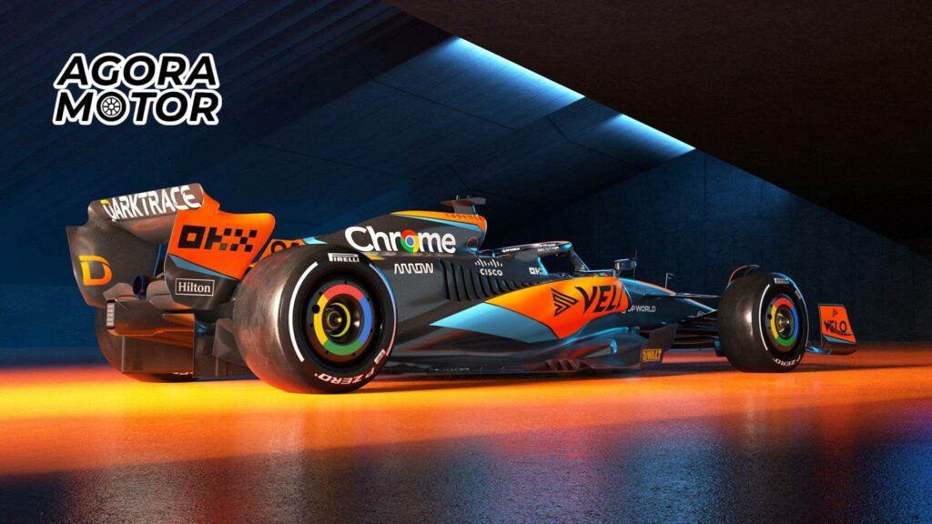 Foto de uma McLaren 2023, F1 2023