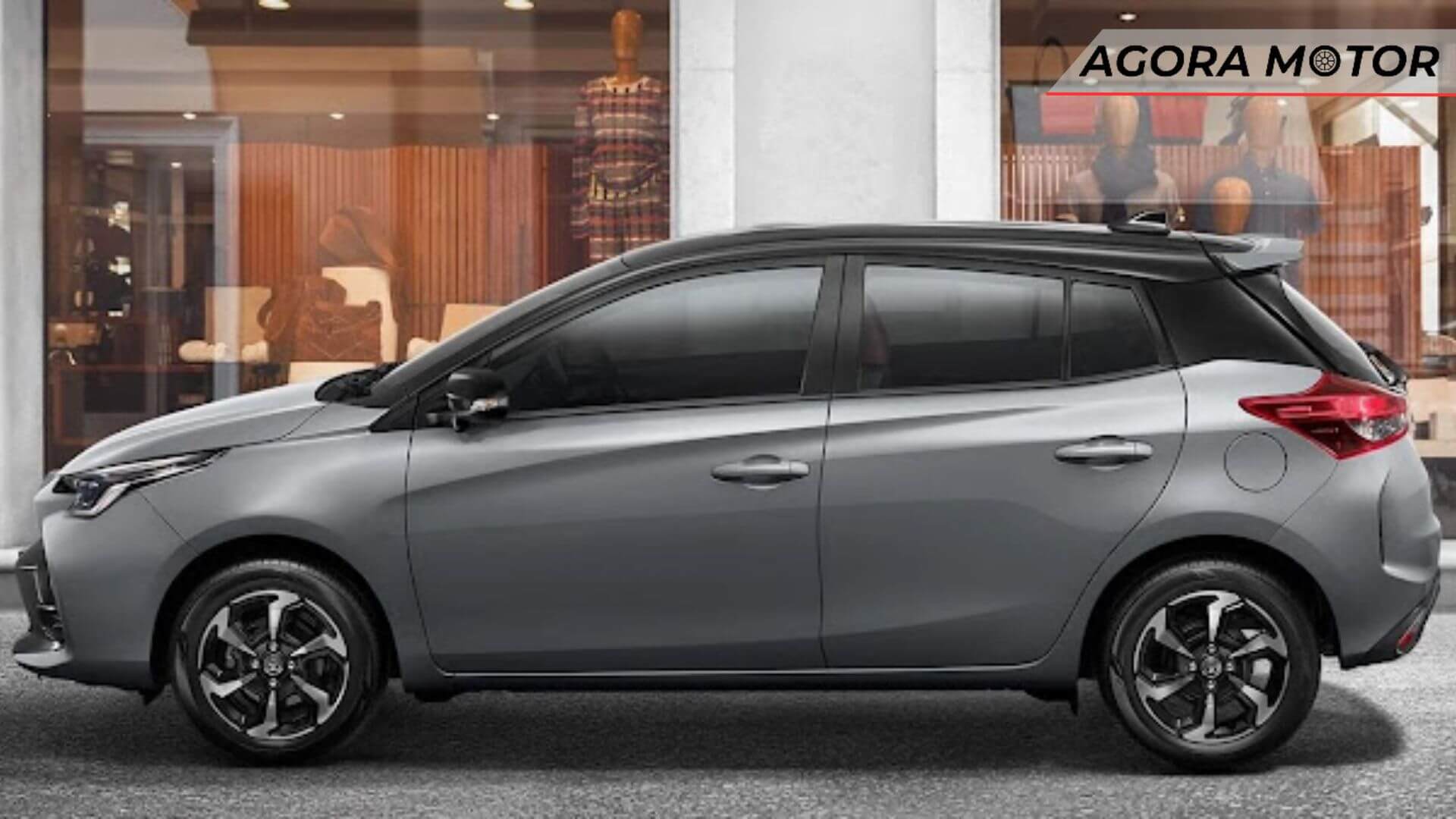 Foto a lateral do novo Yaris 2024