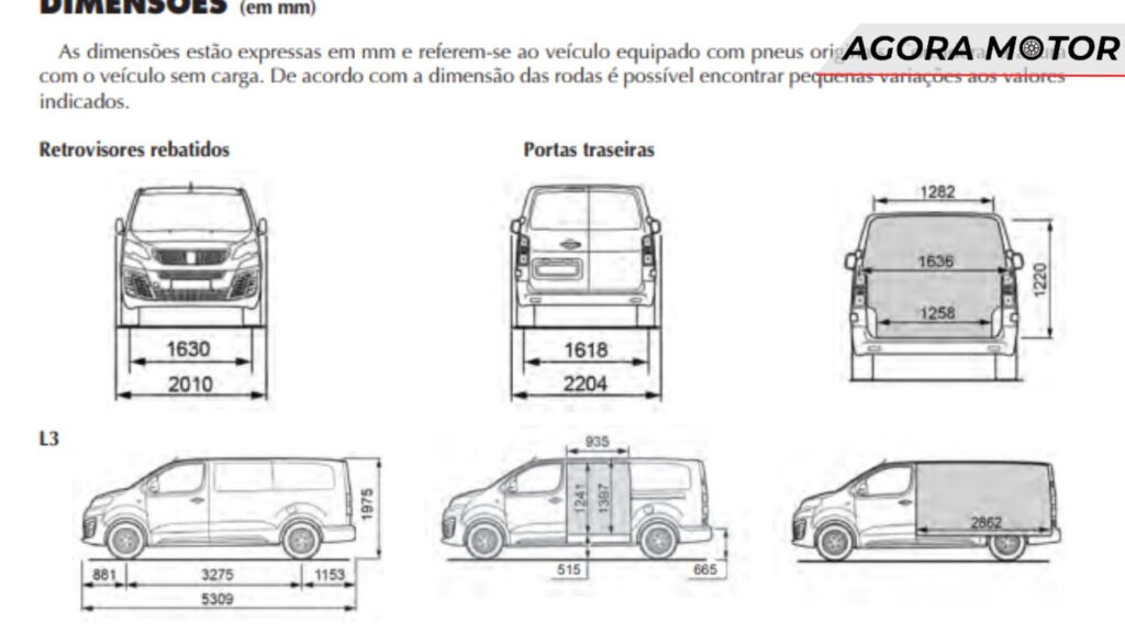 Dimensões Fiat Scudo 2024.