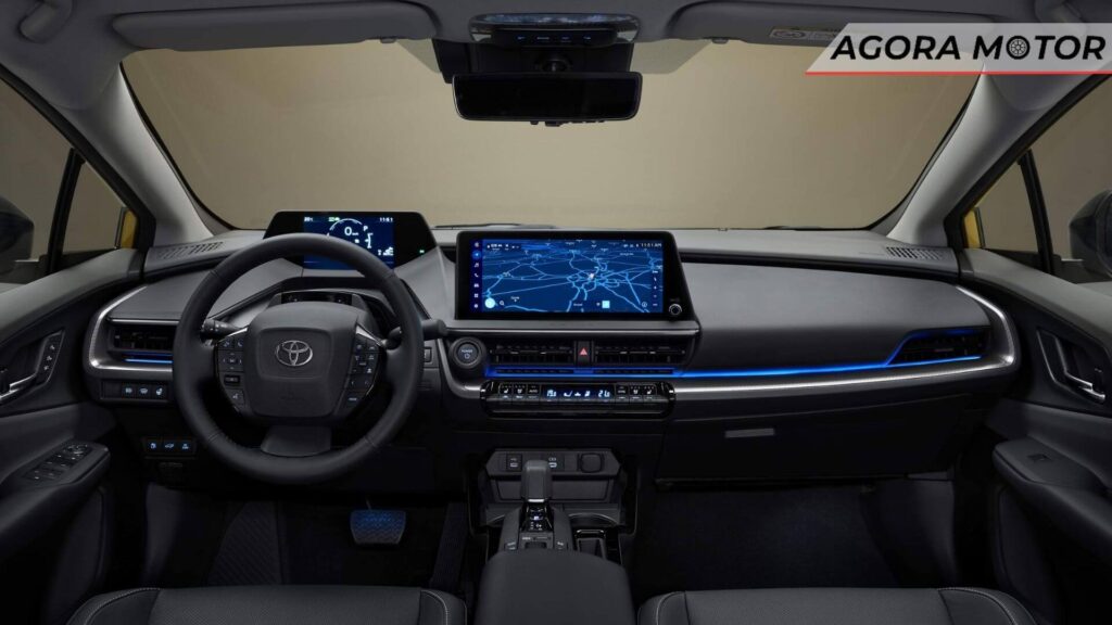 Foto do interior de um Prius