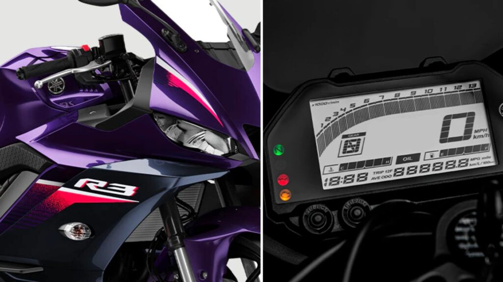 Detalhes da Yamaha R3 2024.