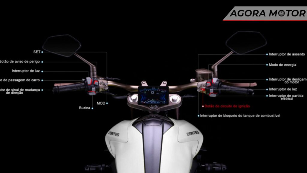 Painel digital da Zontes V310 2024.