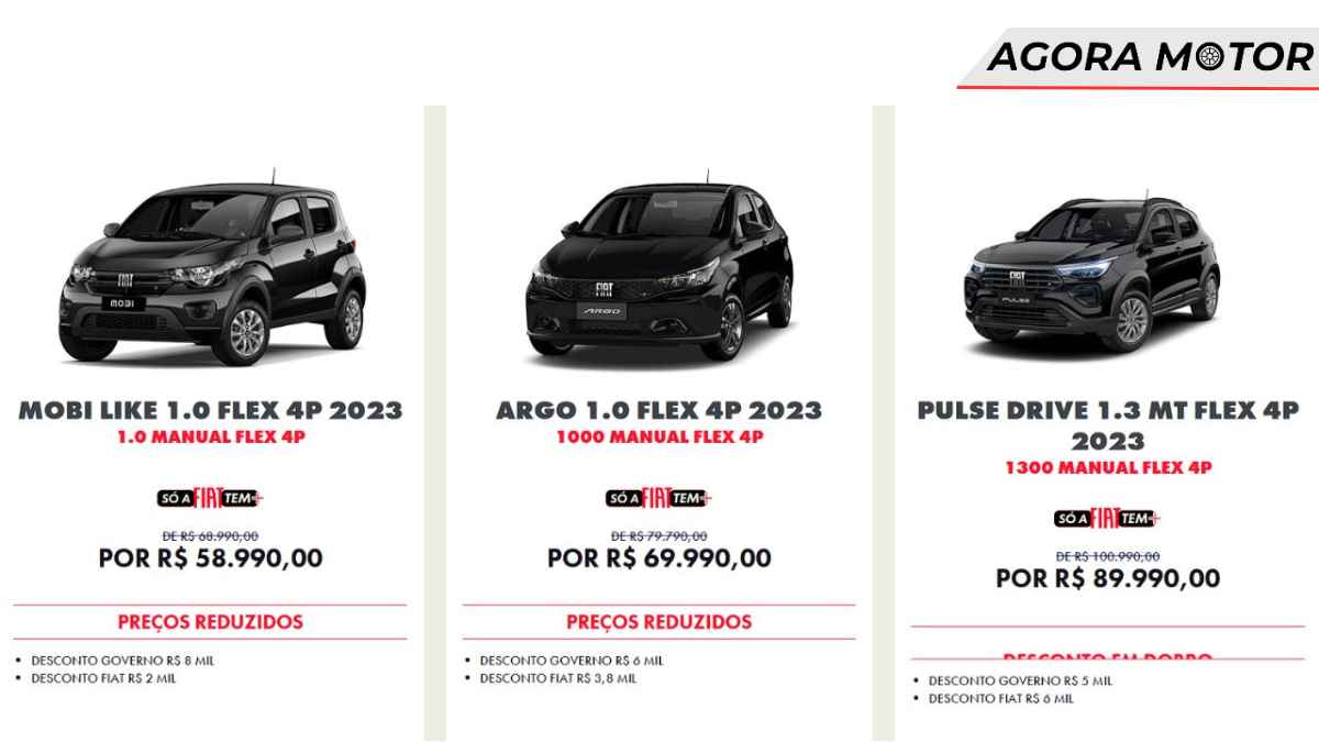 Mobi custa R$ 58.000, Argo por R$ 69.000 e Pulse à R$ 89.000