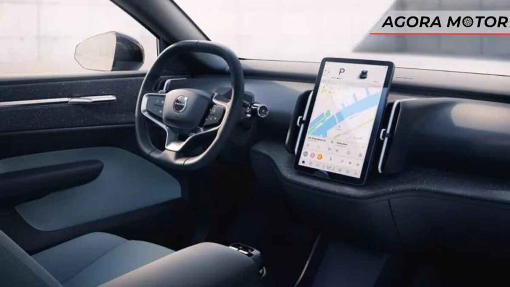Uma tela sensível ao toque de 12,3 polegadas serve como o display central combinado do Volvo EX30 2025