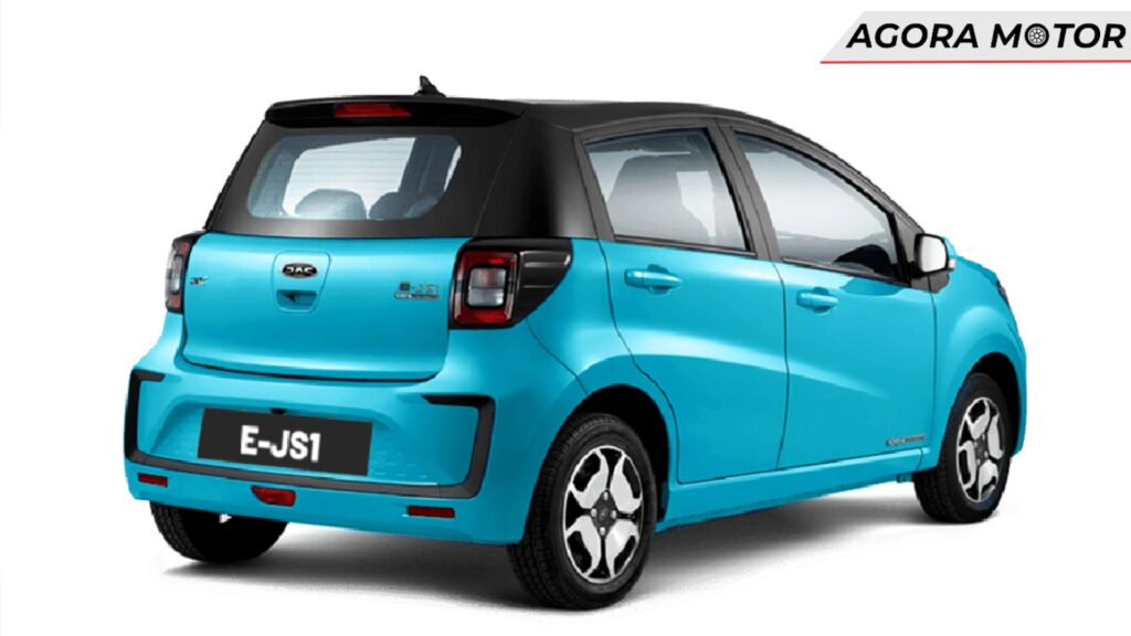 Foto lateral de um Jac E-JS1 2024 azul