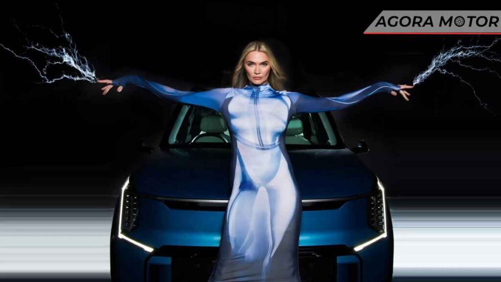 Modelo Jodie Kidd teve seu corpo trespassado por 1 milhão de volts para mostrar o poder do Kia EV9