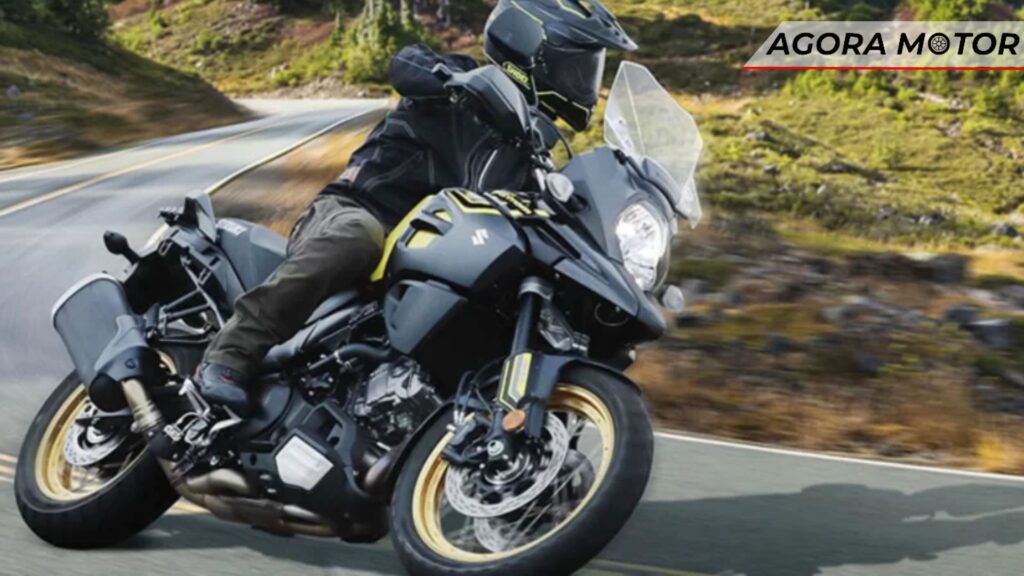 V-Strom em uma curva.