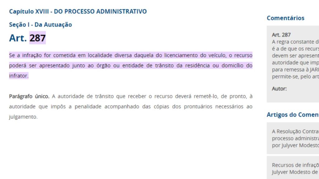 artigo 287 do Código de Trânsito Brasileiro (CTB)