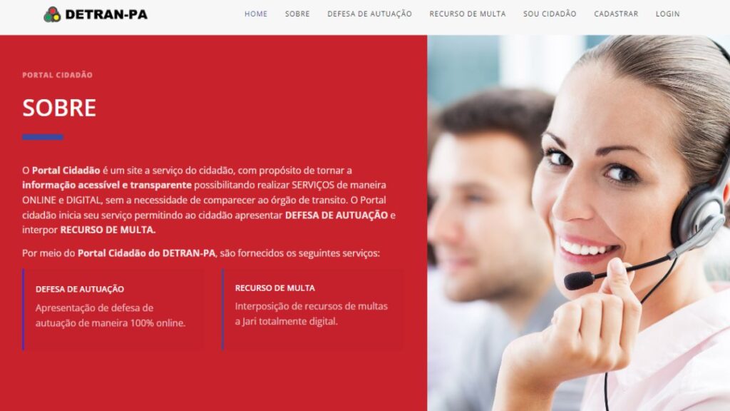 Portal cidadão do Detran-PA.