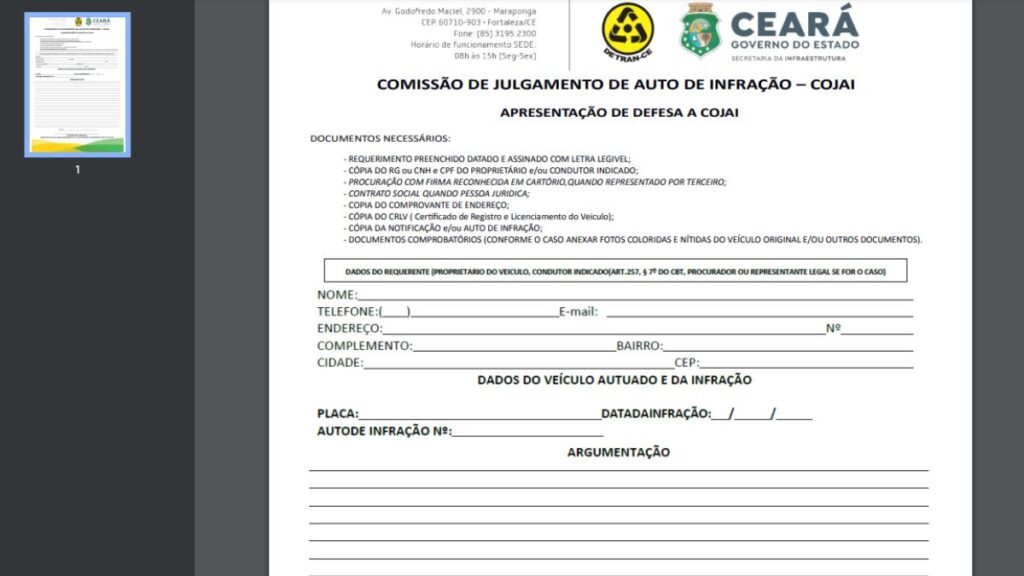 Defesa Prévia - Requerimento.