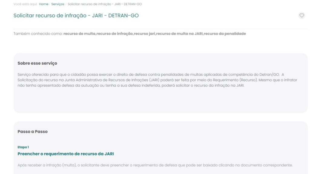 Solicitar recurso de infração - JARI.