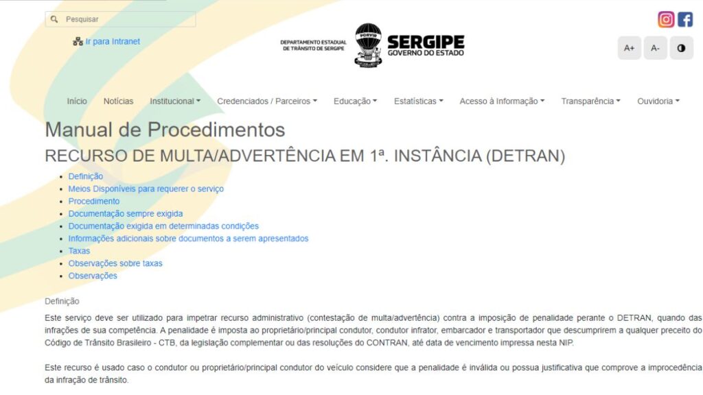 Manual de procedimentos.